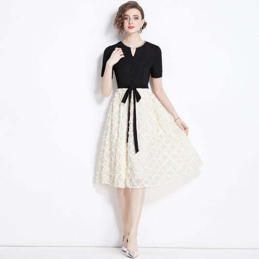 Flower Rhinestone Large Swing Dress Female